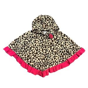 🎄🎄 Mack & Co Leopard Cheetah Print Poncho Jacket with Hood 4T/Medium